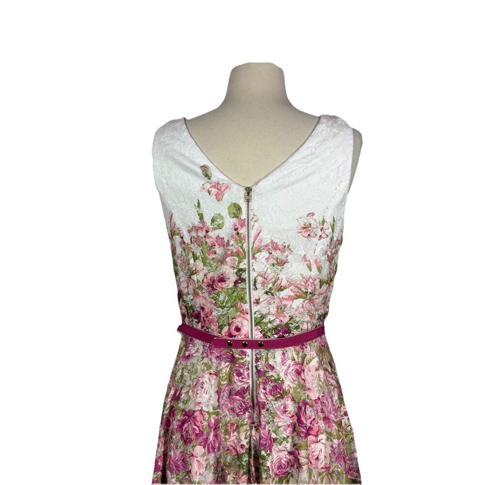 Danny & Nicole Floral Sleeveless Fit & Flare Dress 10 Pink Ivory Lace NWT - Picture 9 of 10